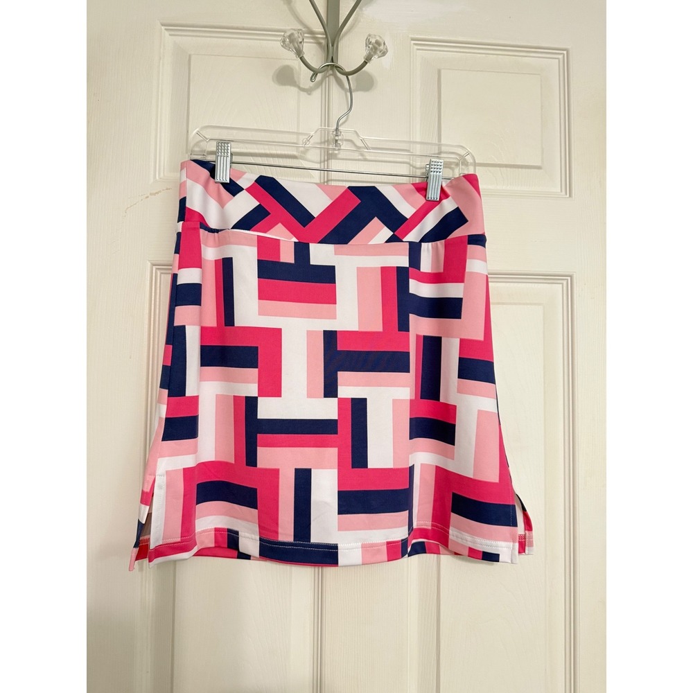 Golftini All Square Pink Navy Geometric Golf Skort Womens Size M NWT athleisure